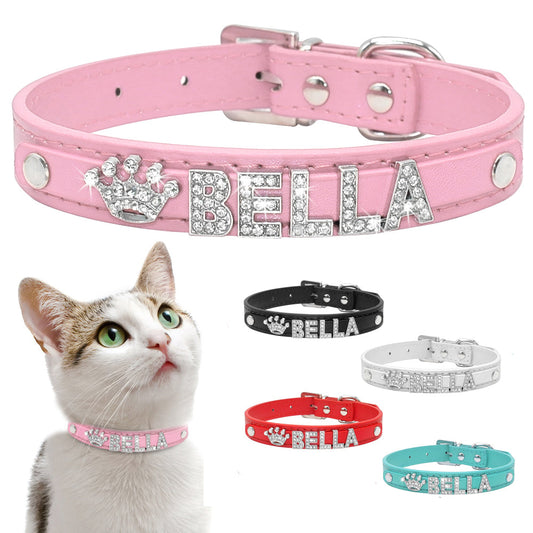 KFX-9580861 Personalized Rhinestone Cat and Small Dog Collar in Multiple Colors