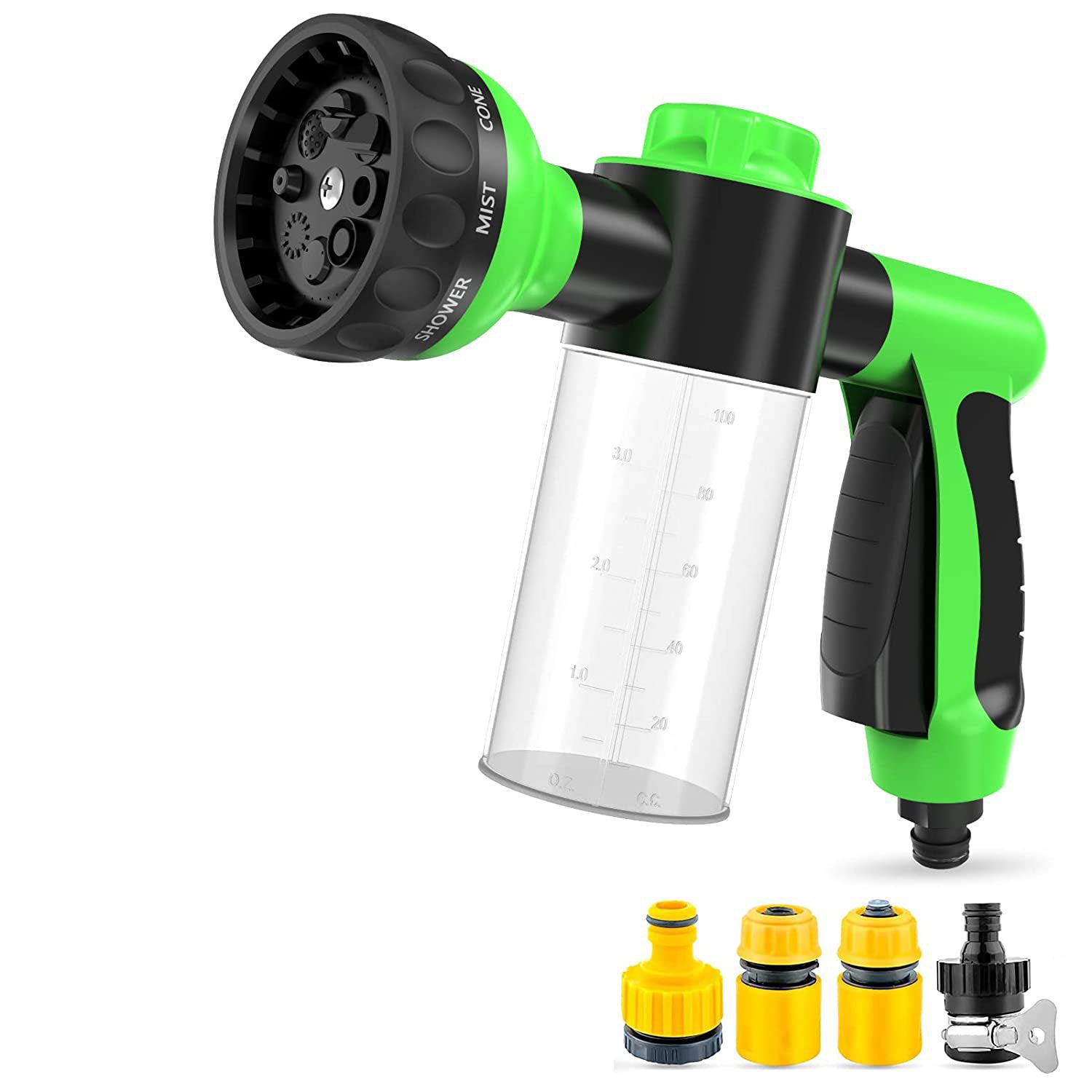 KFX-9582269 High-Pressure Pet Shower Sprayer and Grooming Kit with 8 Spray Patterns for Bathing Dogs, Washing Cars, and Watering Plants