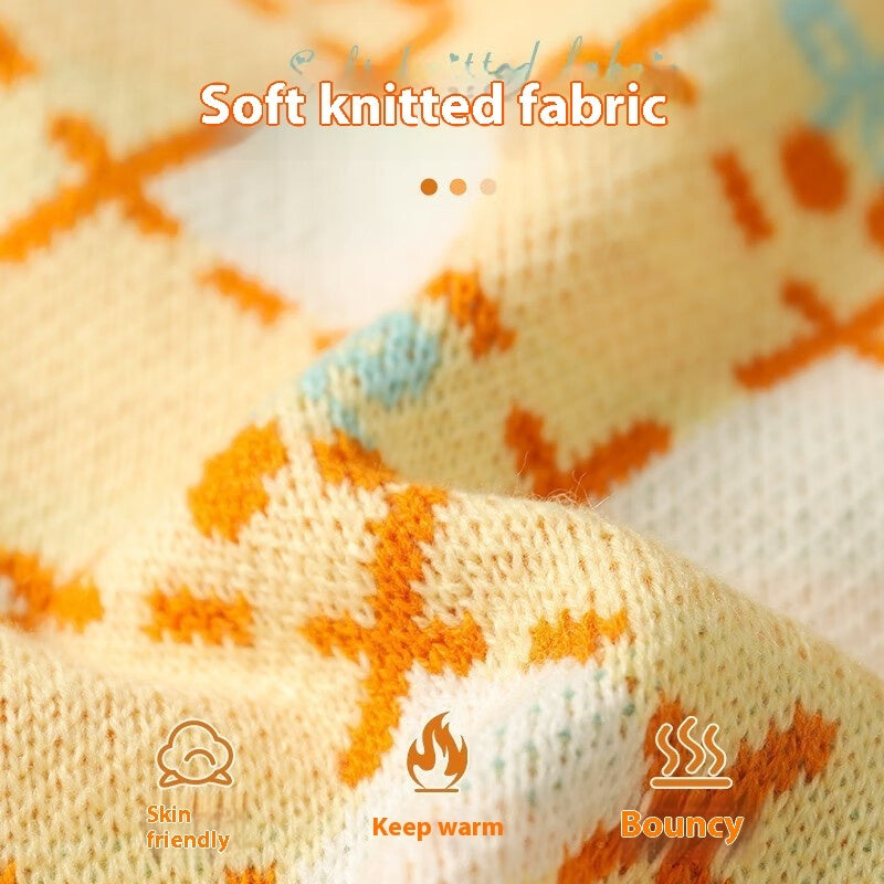 KFX-9582781 Cozy Orange Cherry Cat Sweater for Autumn-Winter, Windproof and Warm