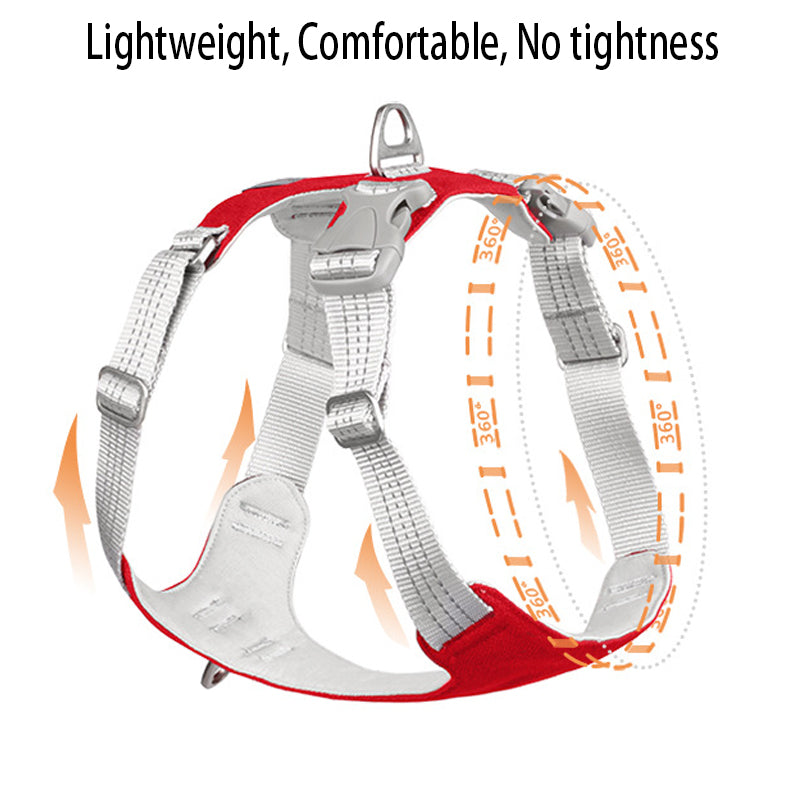 KFX-9584061 Reflective Nylon Pet Chest Harness with Traction Rope, Breathable and Adjustable