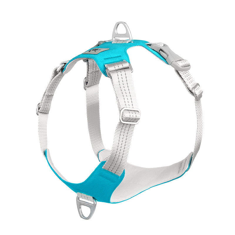 KFX-9584061 Reflective Nylon Pet Chest Harness with Traction Rope, Breathable and Adjustable