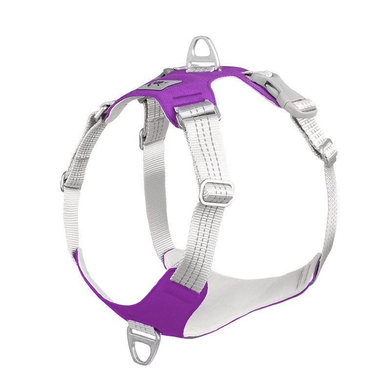 KFX-9584061 Reflective Nylon Pet Chest Harness with Traction Rope, Breathable and Adjustable