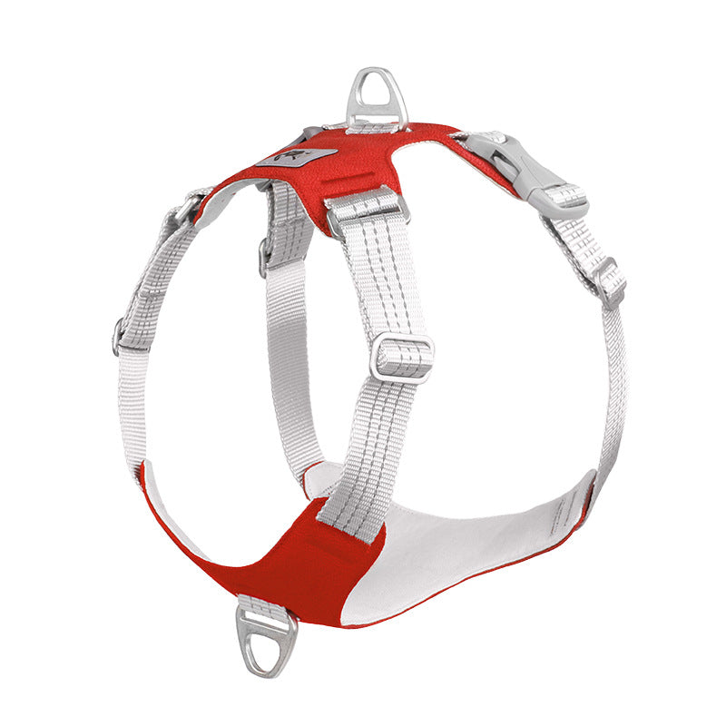 KFX-9584061 Reflective Nylon Pet Chest Harness with Traction Rope, Breathable and Adjustable