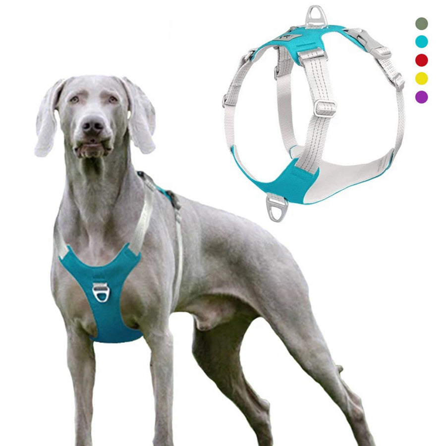 KFX-9584061 Reflective Nylon Pet Chest Harness with Traction Rope, Breathable and Adjustable