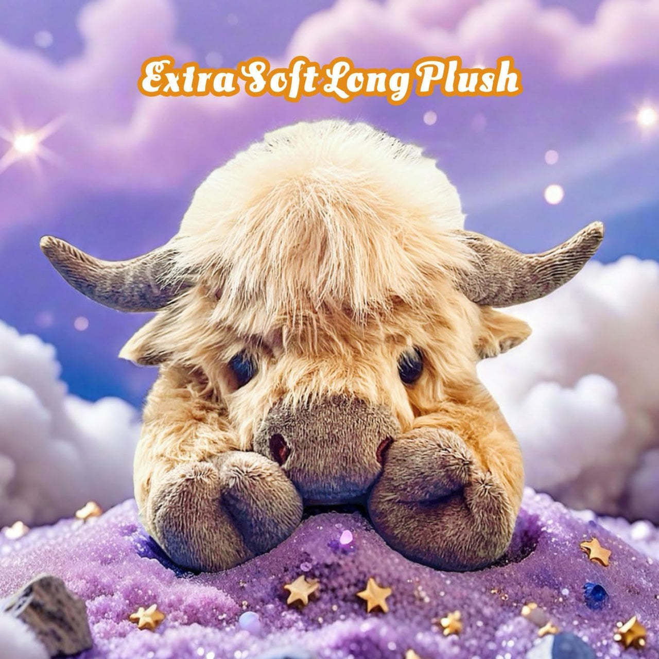 KFX-9584445 Highland Cow Plush Toy – 3D Printed Short Plush, 35cm Decoration