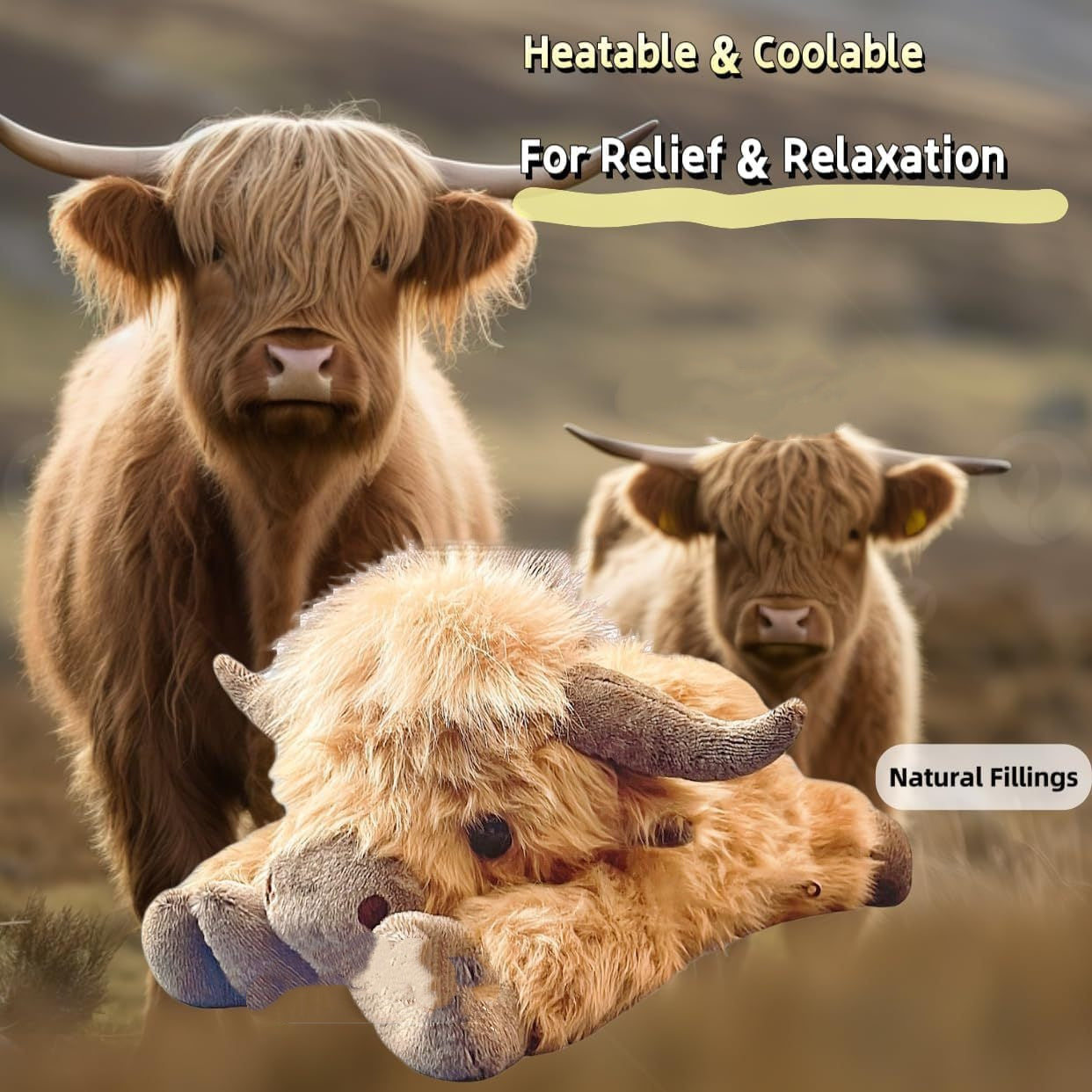 KFX-9584445 Highland Cow Plush Toy – 3D Printed Short Plush, 35cm Decoration