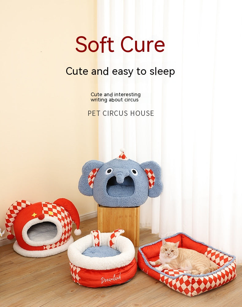 KFX-9584829 Rabbit Ear Shaped Multi-Purpose Pet Bed for Cats - Cozy Elephant Design Suitable for All Seasons