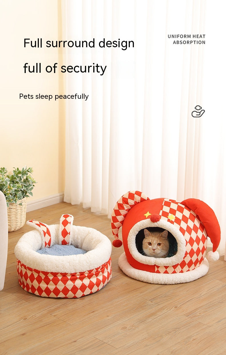 KFX-9584829 Rabbit Ear Shaped Multi-Purpose Pet Bed for Cats - Cozy Elephant Design Suitable for All Seasons