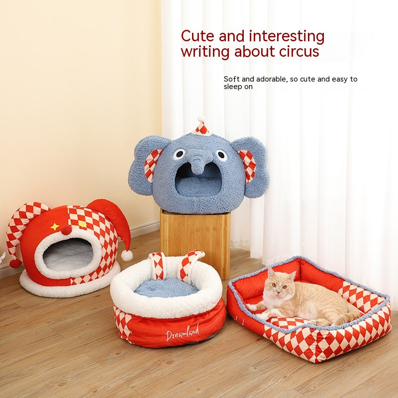 KFX-9584829 Rabbit Ear Shaped Multi-Purpose Pet Bed for Cats - Cozy Elephant Design Suitable for All Seasons