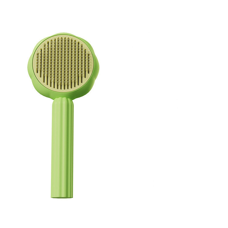 KFX-9586365 Sunflower Shaped Pet Comb for Cats - Fine Needle Design in Green and Orange, ABS and Stainless Steel Material