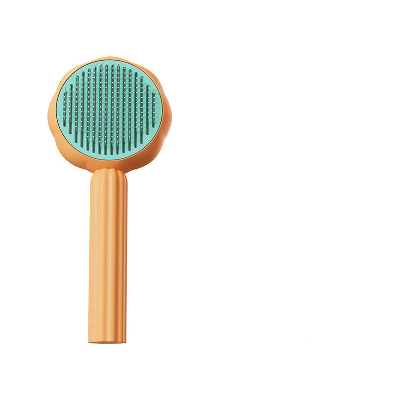 KFX-9586365 Sunflower Shaped Pet Comb for Cats - Fine Needle Design in Green and Orange, ABS and Stainless Steel Material
