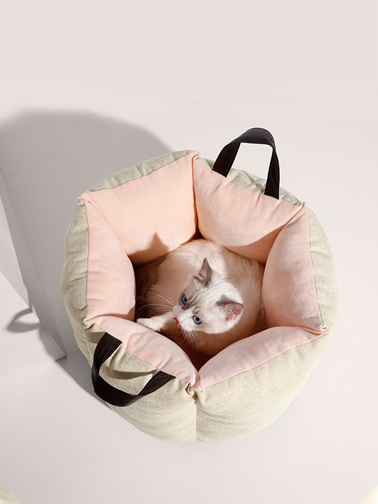 KFX-9586621 Portable Removable Barrel Cat Litter - Cotton and Linen, Medium Size, Washable Design