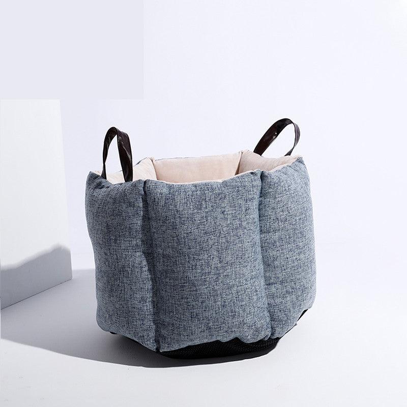 KFX-9586621 Portable Removable Barrel Cat Litter - Cotton and Linen, Medium Size, Washable Design