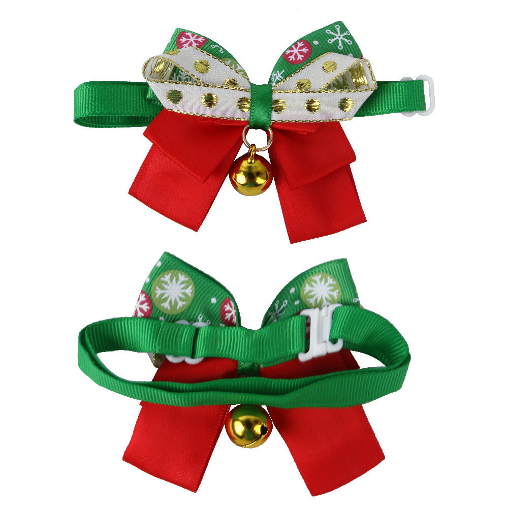 KFX-9586749 Snowflake Pet Bow Tie - Christmas Dog Collar Accessory in Polyester