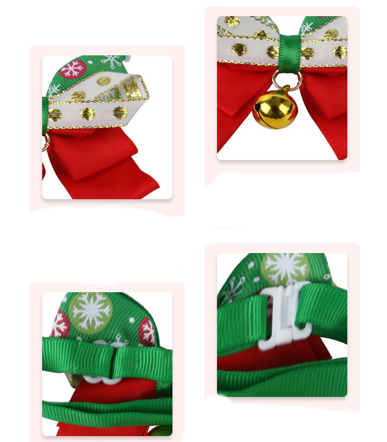 KFX-9586749 Snowflake Pet Bow Tie - Christmas Dog Collar Accessory in Polyester