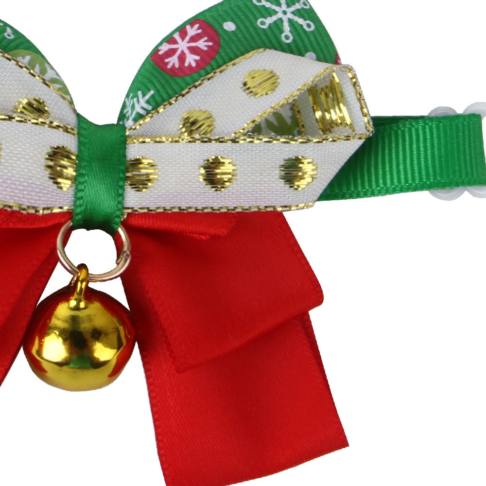 KFX-9586749 Snowflake Pet Bow Tie - Christmas Dog Collar Accessory in Polyester