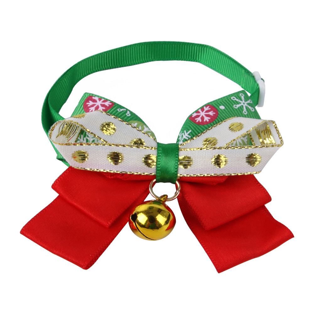 KFX-9586749 Snowflake Pet Bow Tie - Christmas Dog Collar Accessory in Polyester