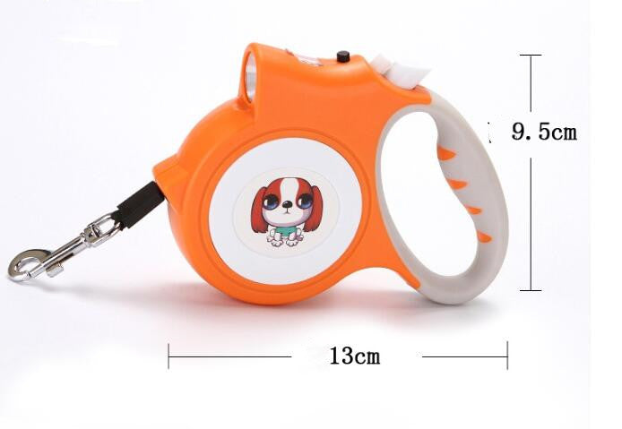 KFX-9590333 5M Automatic Traction Pet Dog Rope Leash with Light - Multiple Colors Available