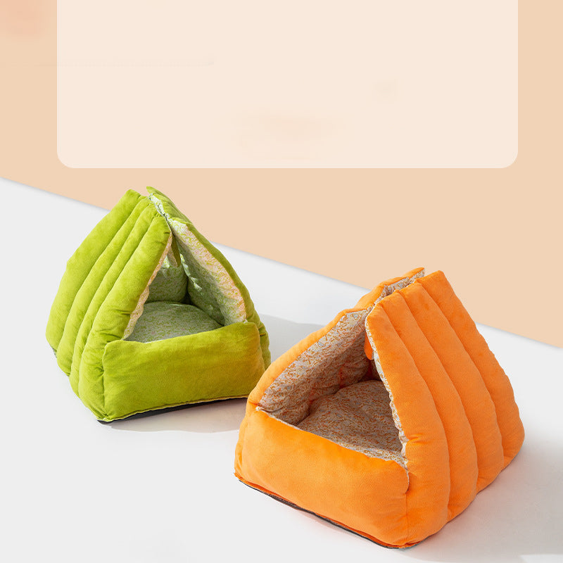 KFX-9590589 Cozy Double-Sided Rabbit Triangle Nest for Cats and Dogs, All-Season Thickened Bed