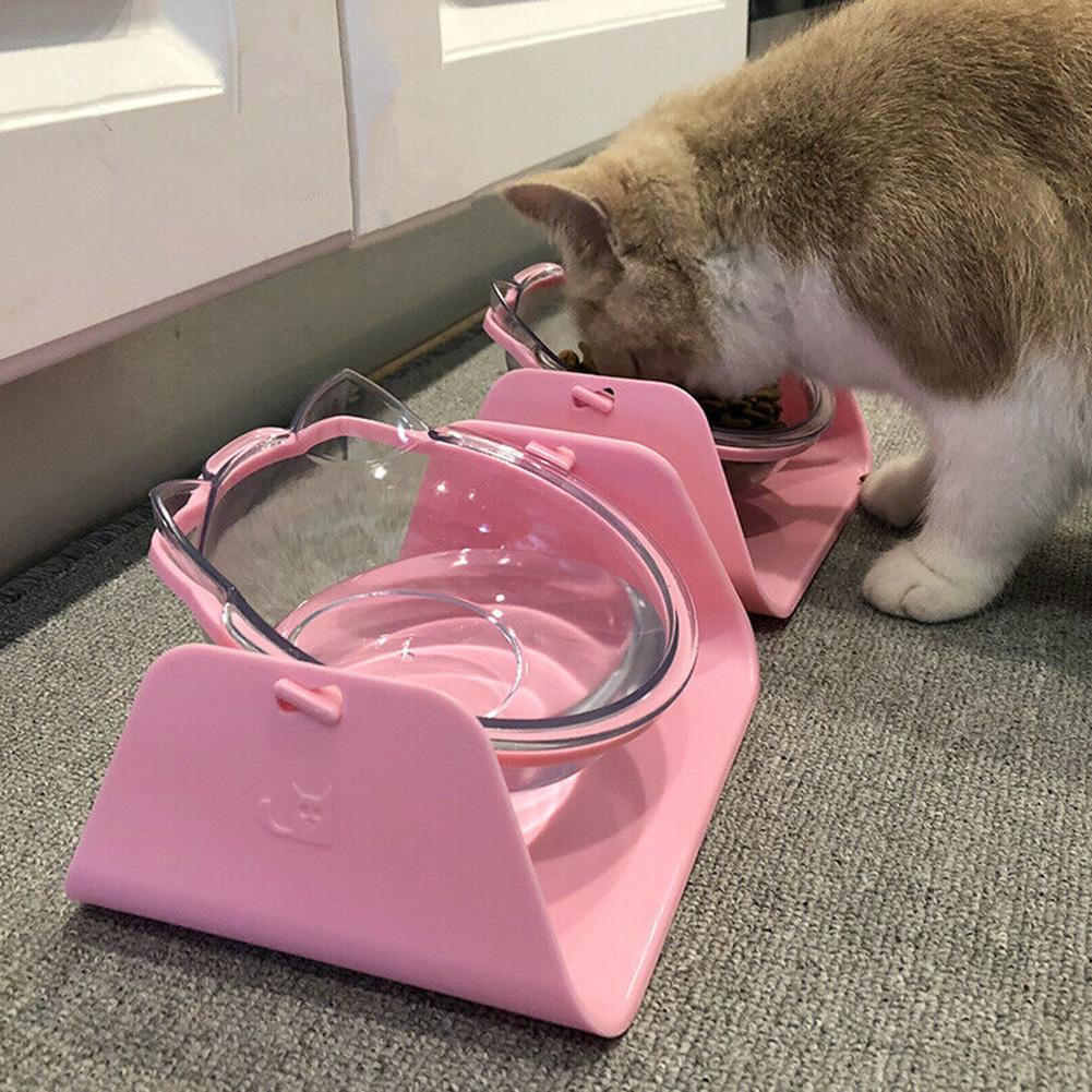 KFX-9590717 Adjustable 15-Degree Pet Cat Bowl for Comfortable Eating and Drinking