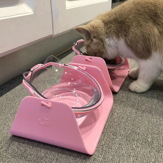 KFX-9590717 Adjustable 15-Degree Pet Cat Bowl for Comfortable Eating and Drinking