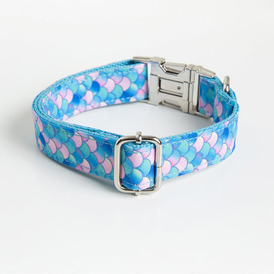 KFX-9592509 Mermaid Pattern Polyester Pet Collar in Multiple Sizes