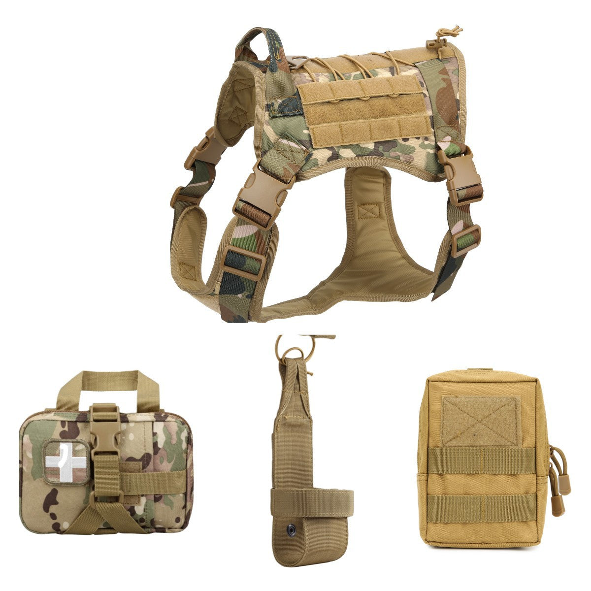KFX-9595581 Camouflage Tactical Dog Vest for Outdoor Training - Large Size, Nylon Material