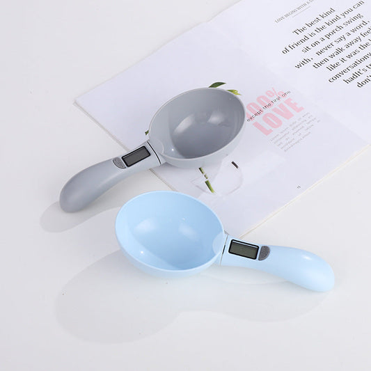 KFX-9600061 Multifunctional Pet Weighing Spoon for Dog and Cat Food, 0-300g Capacity, Blue/Gray, 10x23x50cm