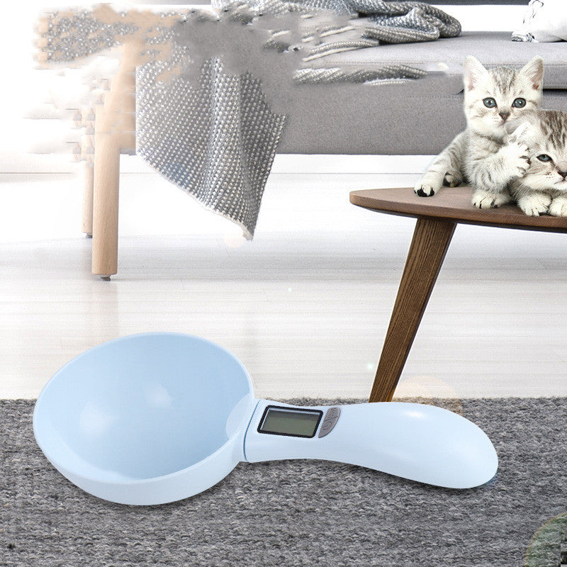 KFX-9600061 Multifunctional Pet Weighing Spoon for Dog and Cat Food, 0-300g Capacity, Blue/Gray, 10x23x50cm