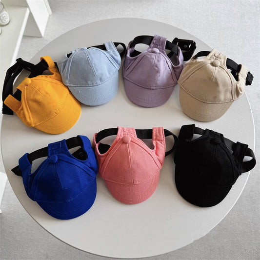 KFX-9601085 Adjustable Sun-Proof Pet Baseball Cap for Exposed Ears - Apricot, Blue, Milk Blue, Purple, Black