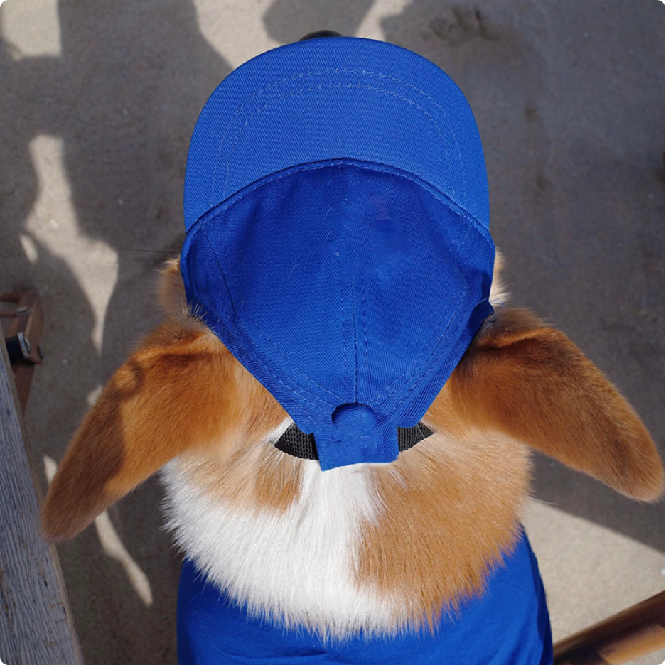 KFX-9601085 Adjustable Sun-Proof Pet Baseball Cap for Exposed Ears - Apricot, Blue, Milk Blue, Purple, Black