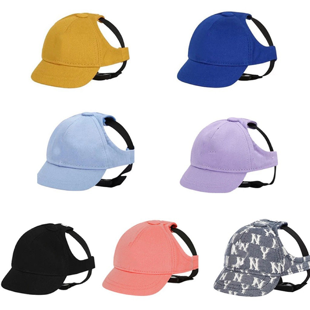 KFX-9601085 Adjustable Sun-Proof Pet Baseball Cap for Exposed Ears - Apricot, Blue, Milk Blue, Purple, Black