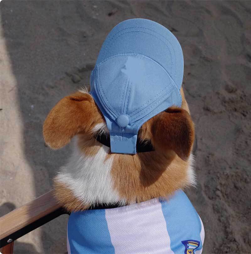 KFX-9601085 Adjustable Sun-Proof Pet Baseball Cap for Exposed Ears - Apricot, Blue, Milk Blue, Purple, Black