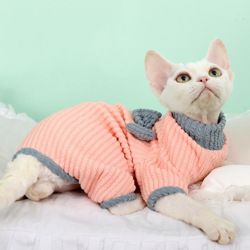KFX-9601853 High Elastic Cotton Cat Pajamas in Pink Bow & Blue - XS to XXL