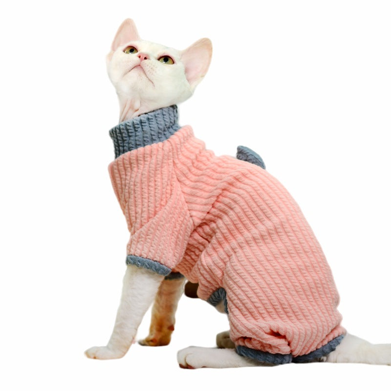 KFX-9601853 High Elastic Cotton Cat Pajamas in Pink Bow & Blue - XS to XXL