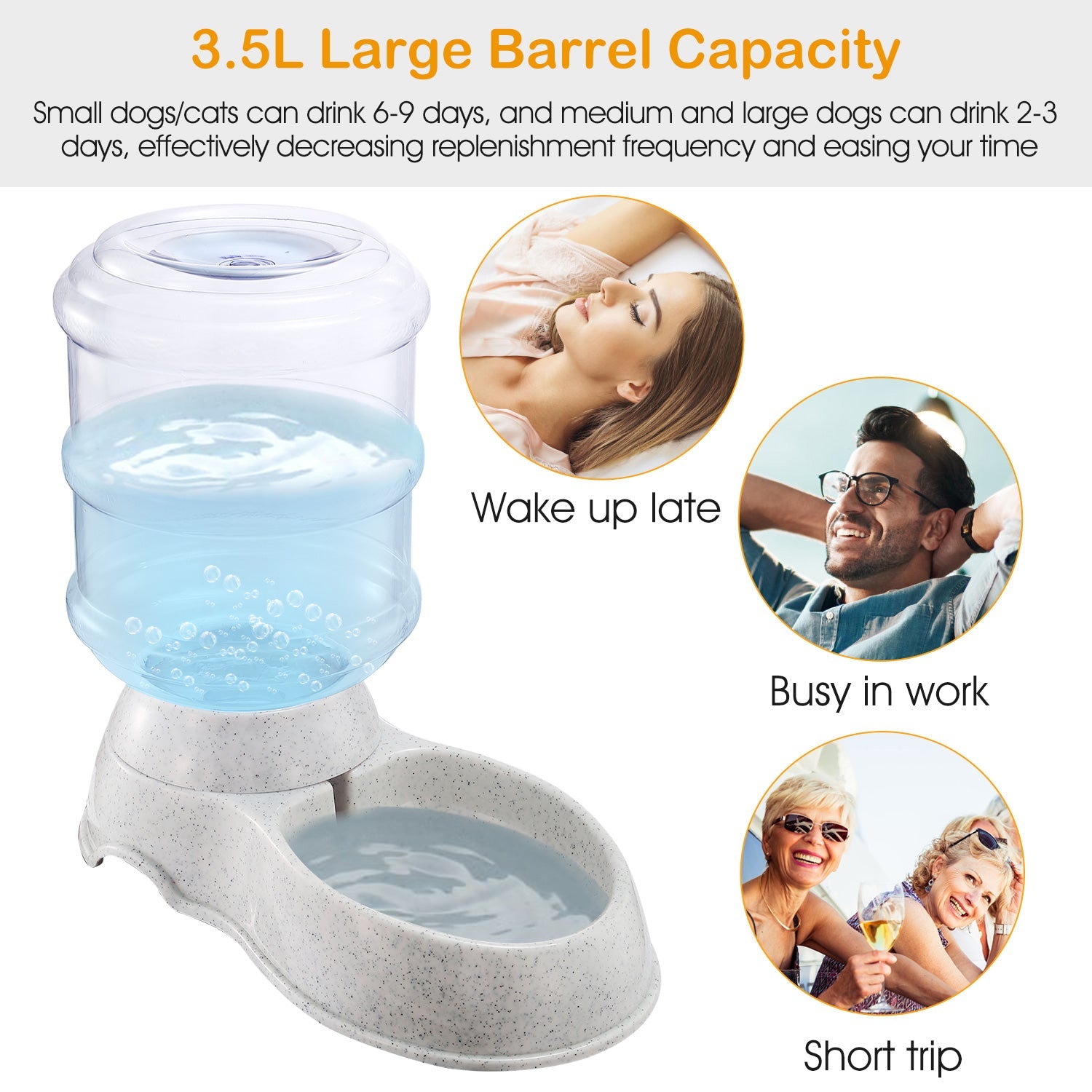 KFX-9602109 Automatic Gravity Pet Water Dispenser with 3.5L Capacity for Cats and Dogs