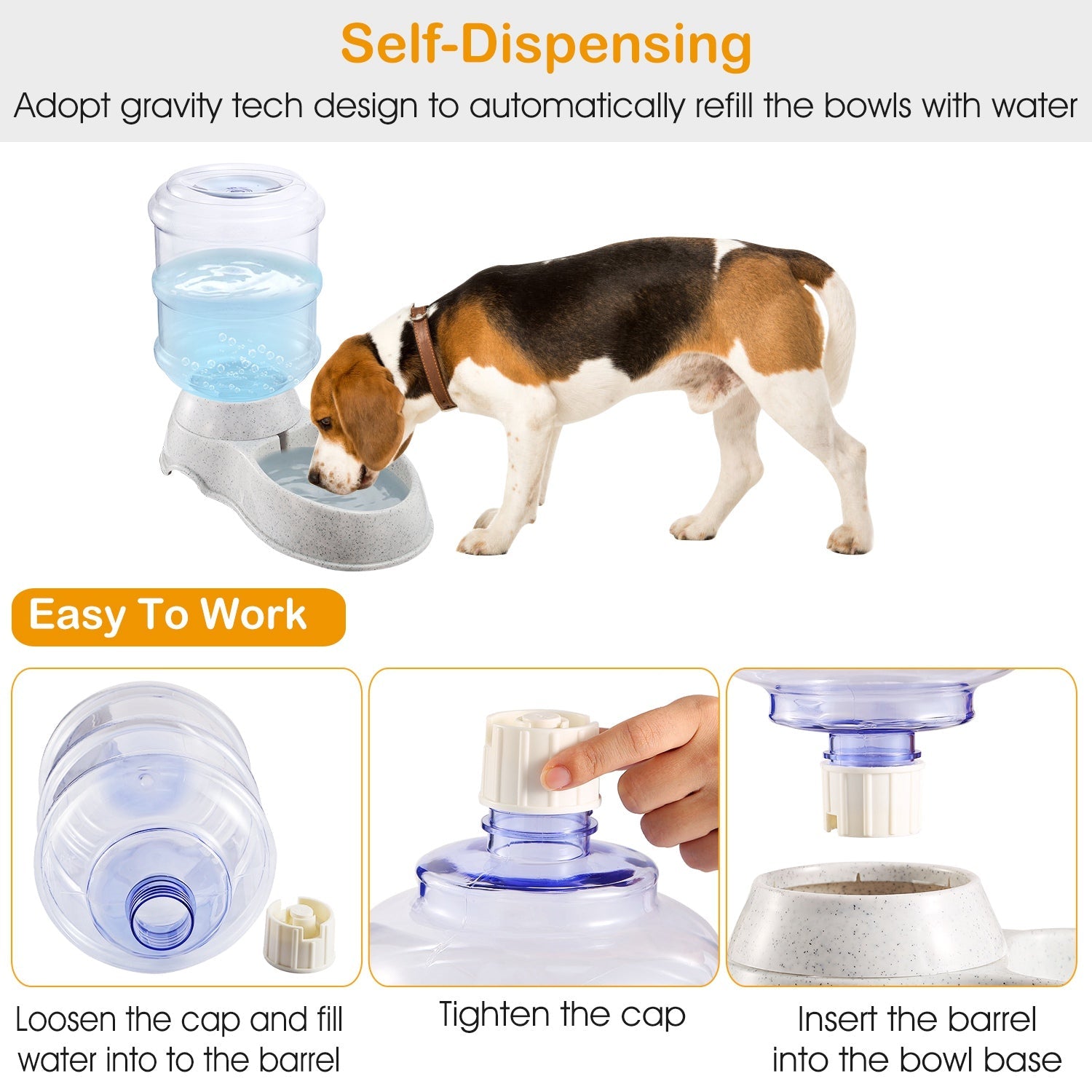 KFX-9602109 Automatic Gravity Pet Water Dispenser with 3.5L Capacity for Cats and Dogs