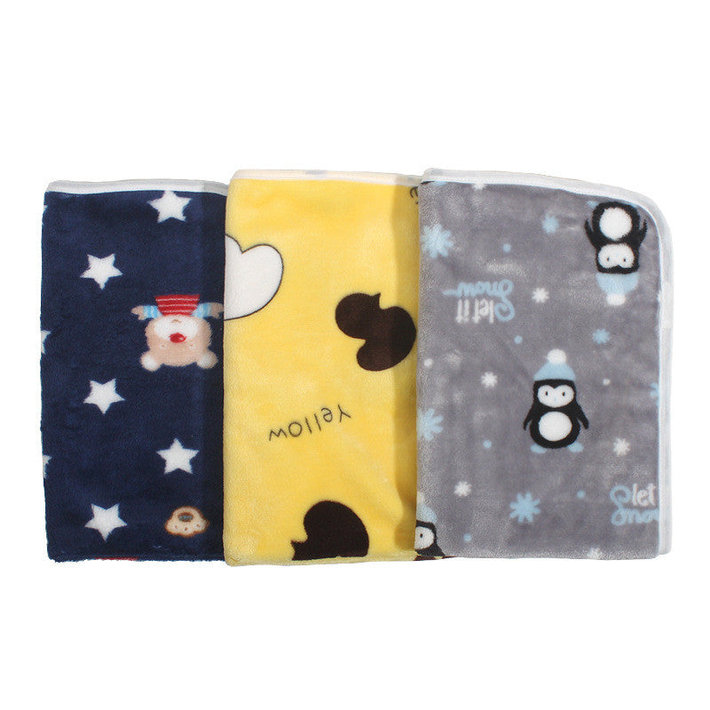 KFX-9602877 Cozy Coral Fleece Pet Blankets in Blue Bear, Yellow Ya, Gray Penguin, and White Bear - Multiple Sizes Available