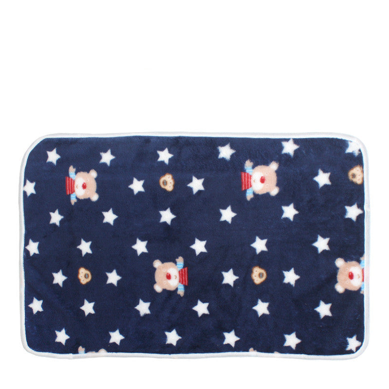 KFX-9602877 Cozy Coral Fleece Pet Blankets in Blue Bear, Yellow Ya, Gray Penguin, and White Bear - Multiple Sizes Available