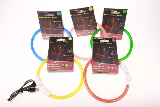 KFX-9604029 USB Charging LED Dog Collar with Colorful Gradients - Adjustable Length for Night Safety