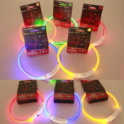 KFX-9604029 USB Charging LED Dog Collar with Colorful Gradients - Adjustable Length for Night Safety