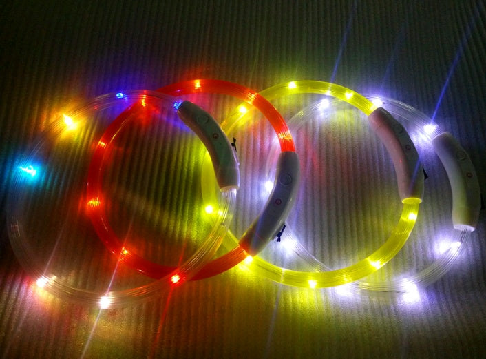 KFX-9604029 USB Charging LED Dog Collar with Colorful Gradients - Adjustable Length for Night Safety