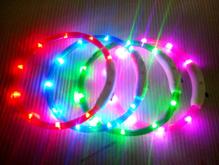 KFX-9604029 USB Charging LED Dog Collar with Colorful Gradients - Adjustable Length for Night Safety