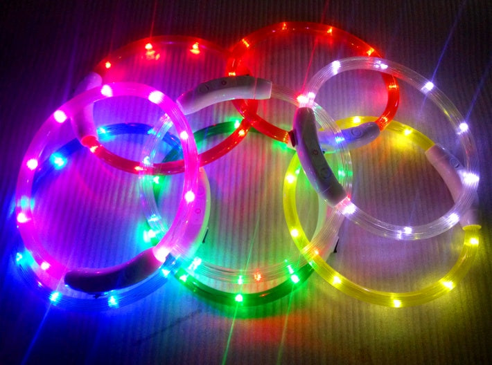 KFX-9604029 USB Charging LED Dog Collar with Colorful Gradients - Adjustable Length for Night Safety