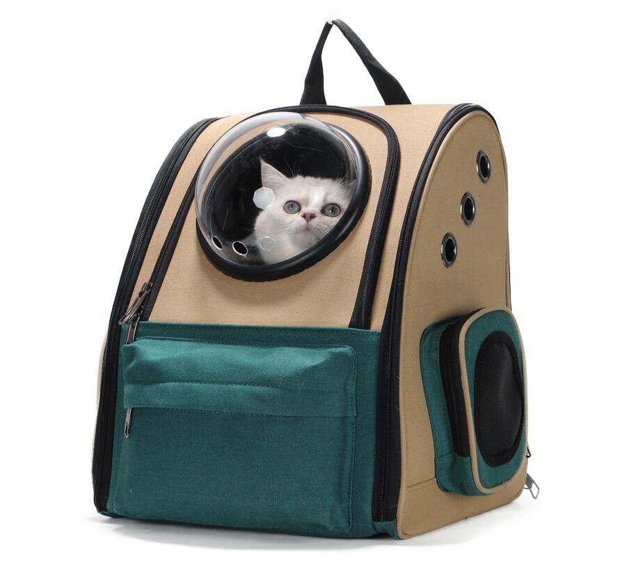 KFX-9605693 Portable Cat and Dog Outdoor Backpack - Medium Hard Alloy, 15 kg Capacity for Cats, 10 kg Capacity for Dogs, Dark Green