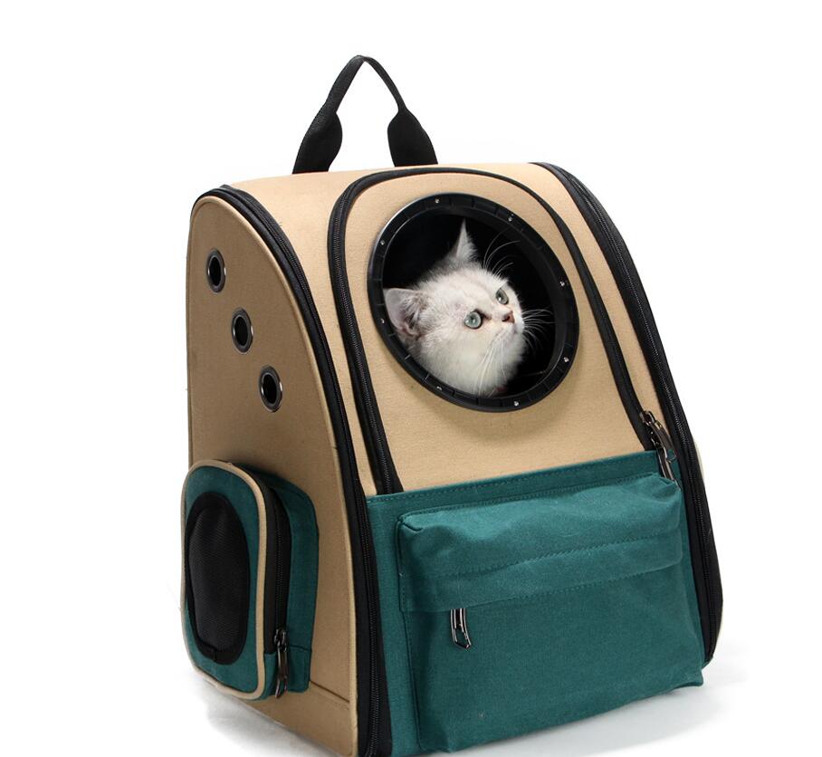 KFX-9605693 Portable Cat and Dog Outdoor Backpack - Medium Hard Alloy, 15 kg Capacity for Cats, 10 kg Capacity for Dogs, Dark Green
