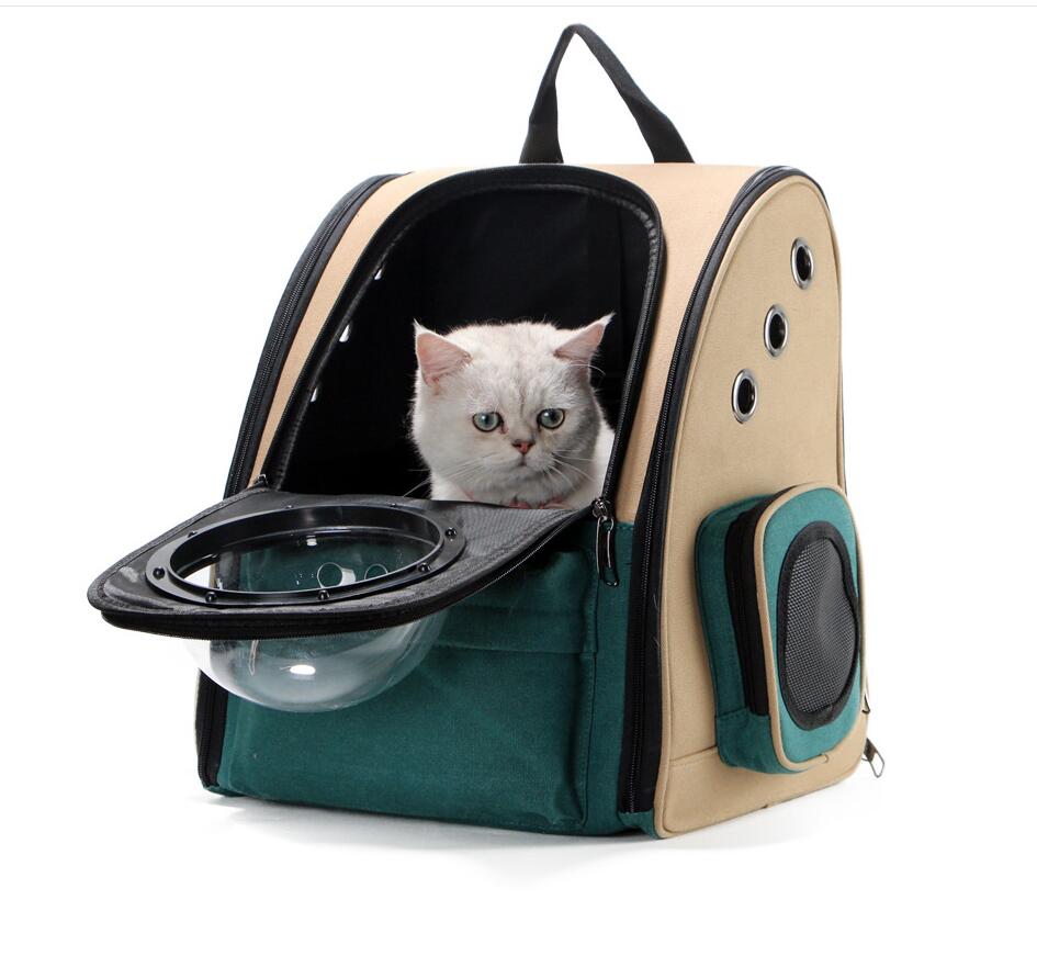 KFX-9605693 Portable Cat and Dog Outdoor Backpack - Medium Hard Alloy, 15 kg Capacity for Cats, 10 kg Capacity for Dogs, Dark Green