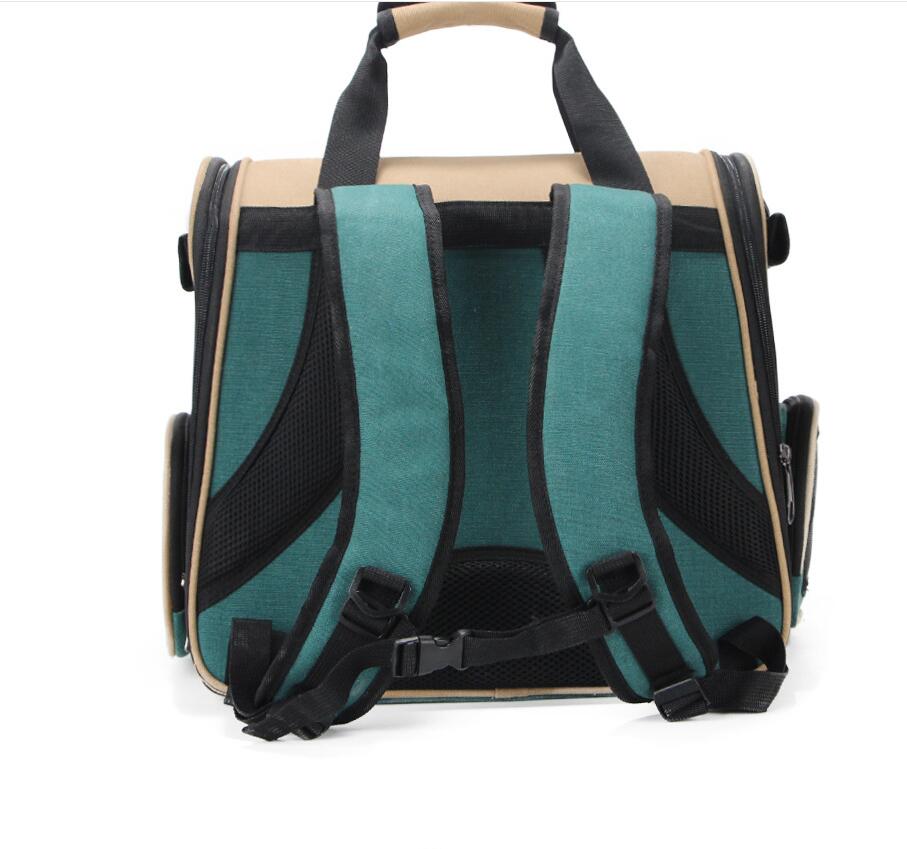 KFX-9605693 Portable Cat and Dog Outdoor Backpack - Medium Hard Alloy, 15 kg Capacity for Cats, 10 kg Capacity for Dogs, Dark Green