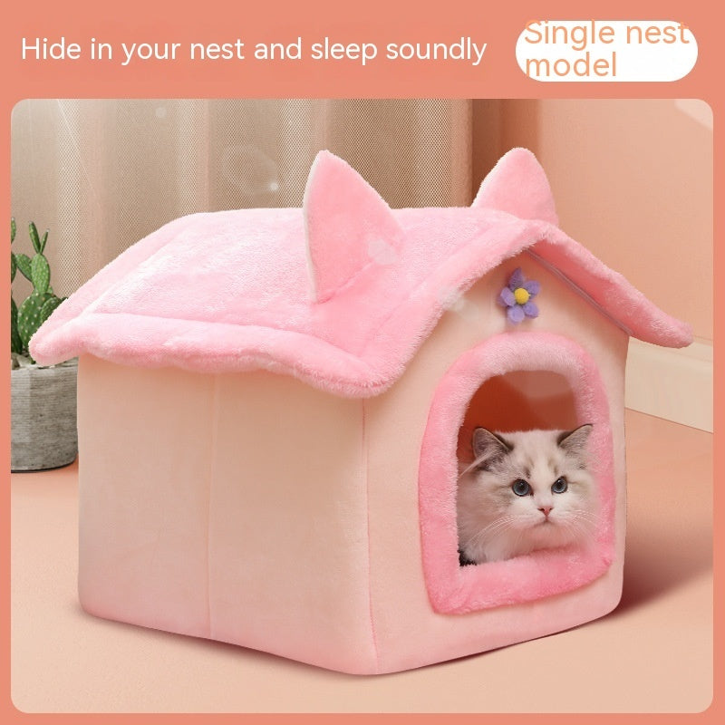 KFX-9606077 Thickened Winter Cat Nest with Support Skeleton and Fun Teaser Options