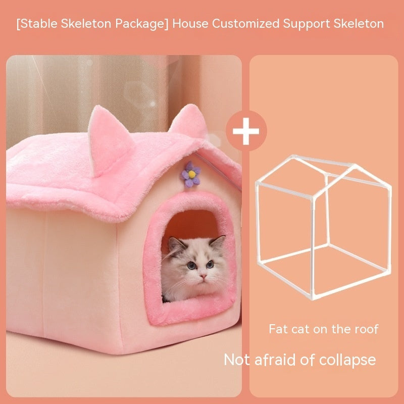 KFX-9606077 Thickened Winter Cat Nest with Support Skeleton and Fun Teaser Options